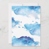 doopuitnodiging | Blauwe waterverf spatten Kaart (Achterkant)