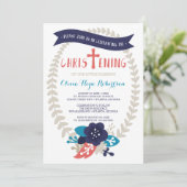 Doopuitnodiging, Bloemen, Hedendaags Kaart (Staand voorkant)