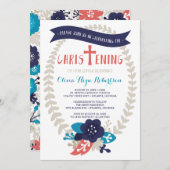 Doopuitnodiging, Bloemen, Hedendaags Kaart (Voorkant / Achterkant)
