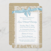 Doopuitnodiging Burlap en kantdoop Kaart (Voorkant / Achterkant)