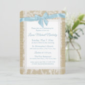 Doopuitnodiging Burlap en kantdoop Kaart (Staand voorkant)