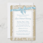 Doopuitnodiging Burlap en kantdoop Kaart (Voorkant)