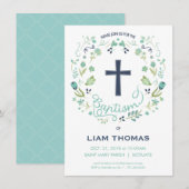 Doopuitnodiging - Jongen - Aanpassen - met Kruis Kaart (Voorkant / Achterkant)