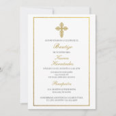 Doopuitnodiging meisje met gouden lijst kaart (Voorkant)