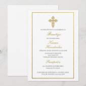 Doopuitnodiging meisje met gouden lijst kaart (Voorkant / Achterkant)