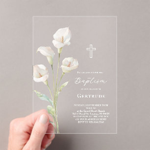 Doopuitnodiging met Calla lelie Acryl Uitnodigingen