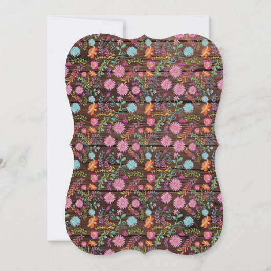 Doopuitnodiging met engel en volkse bloemen kaart (Achterkant)