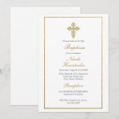 Doopuitnodiging met gouden lijst kaart (Voorkant / Achterkant)