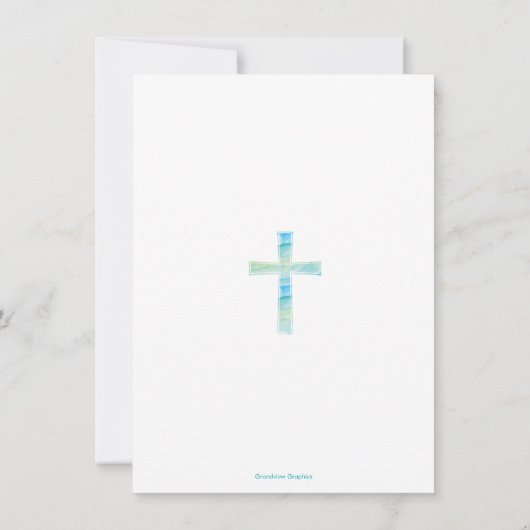 Doopuitnodiging met Waterverf Cross - Jongen Kaart (Achterkant)