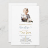 Doopuitnodiging met witte duif kaart (Voorkant / Achterkant)