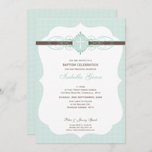 DOOPUITNODIGING:: Onbevlekt 3P Kaart (Voorkant / Achterkant)