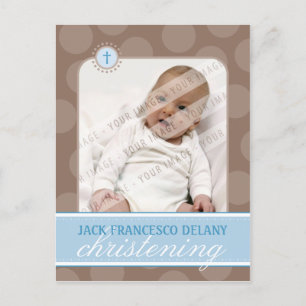 DOOPUITNODIGING:: polka dot - blauw Uitnodiging Briefkaart