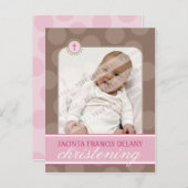 DOOPUITNODIGING:: polka dot - roze Uitnodiging Briefkaart (Voorkant / Achterkant)