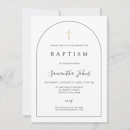 Doopuitnodiging Sjabloon, bewerkbare doop Invi Kaart (Voorkant)