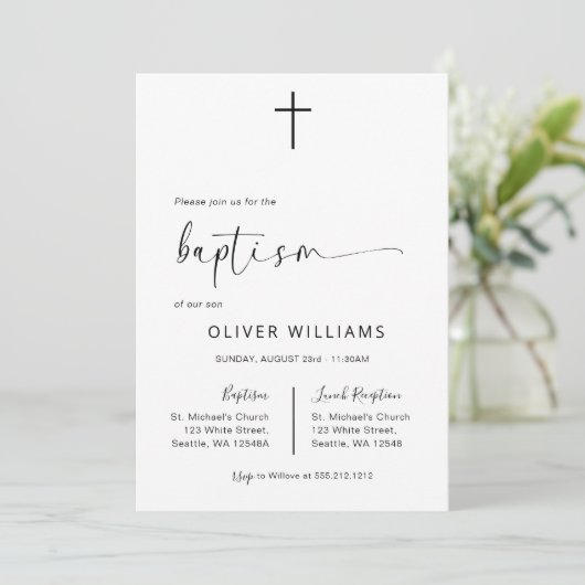 Doopuitnodiging Sjabloon, Moderne doop Uitnodigen Kaart (Staand voorkant)