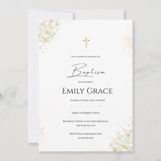 Doopuitnodiging Sjabloon Nodig doop uit Kaart (Voorkant)