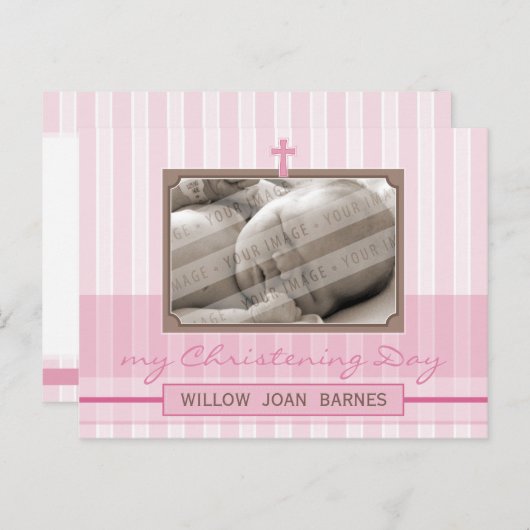 DOOPUITNODIGING:: stijlvolle streep 3 Uitnodiging Briefkaart (Voorkant / Achterkant)