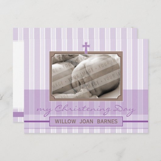 DOOPUITNODIGING:: stijlvolle streep 4 Uitnodiging Briefkaart (Voorkant / Achterkant)