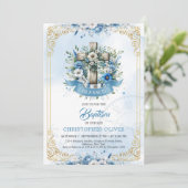 Doopuitnodiging voor jongen kaart (Staand voorkant)