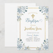 Doopuitnodiging voor jongen, kaart (Voorkant / Achterkant)