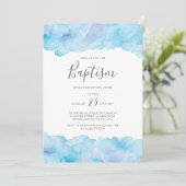 Doopuitnodiging Zout zee blauw aquarel Kaart (Staand voorkant)