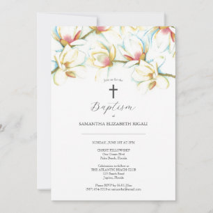 Doopuitnodigingen Aquarel Magnolia Bloemen Kaart
