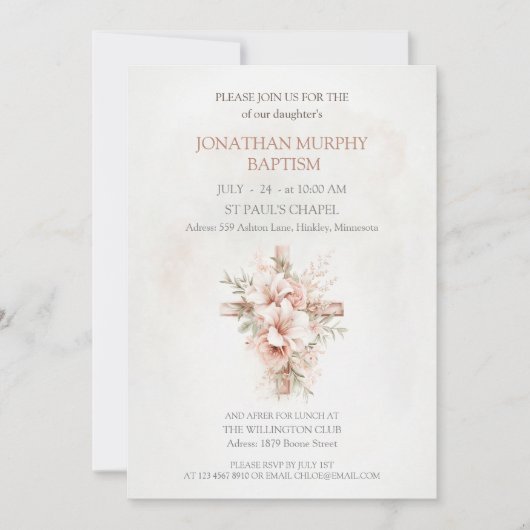 Doopuitnodigingen met elegante illustraties kaart (Voorkant)