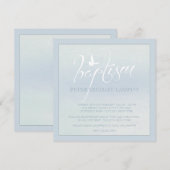 Doopwoord met duif blauwe uitnodiging (Voorkant / Achterkant)