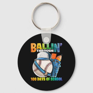 Door 100 dagen van school honkbal kleuterschool b sleutelhanger