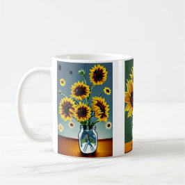 Door AI gegenereerde zonnebloemen in vazen Koffiemok