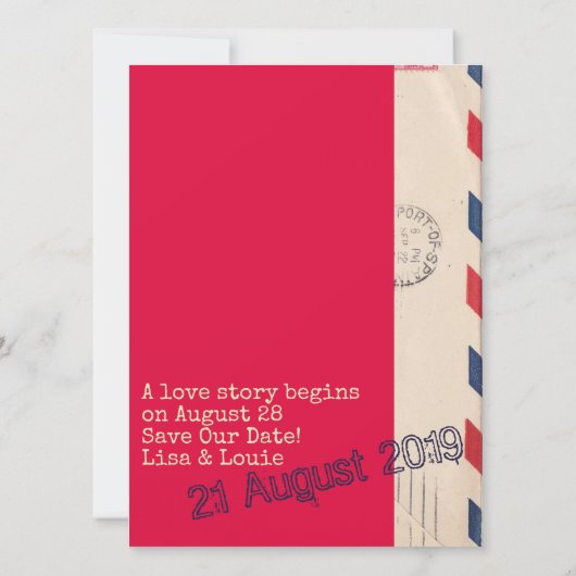 door Air Mail Flat Save the Date Kaart (Achterkant)