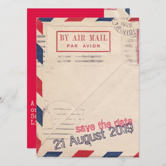  door Air Mail Flat Save the Date Kaart (Voorkant / Achterkant)