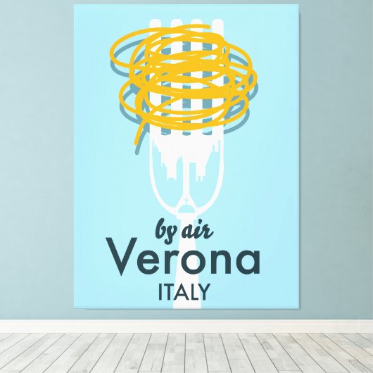 Door Air Verona Italië retro reisposter. Canvas Afdruk (Insitu (Houten vloer))