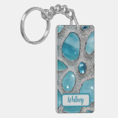 Door Aquamarine en Silver geïnspireerde Sleutelhan Sleutelhanger (Voorkant Links)