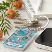 Door Aquamarine en Silver geïnspireerde Sleutelhan Sleutelhanger (Voorkant Rechts)