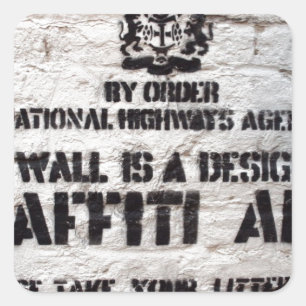 Door Bansky aangewezen graffitigebied Vierkante Sticker