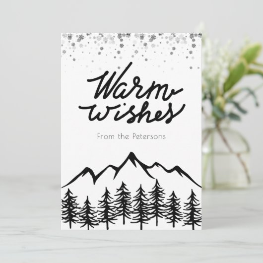 Door bergen geïnspireerde Sportieve Wintervakantie Feestdagenkaart (Staand voorkant)