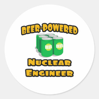 door bier aangedreven ingenieur in kerncentrales ronde sticker
