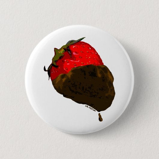 Door chocolade gedekte aardbei ronde button 5,7 cm (Voorkant)