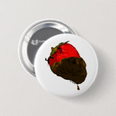 Door chocolade gedekte aardbei ronde button 5,7 cm (Voorkant /achterkant)