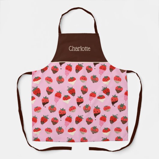 Door chocolade gedekte aardbeien houden van Schort (Voorkant)