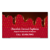 Door chocolade gedekte aardbeien magnetisch visitekaartje (Voorkant)