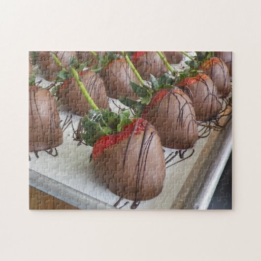 Door chocolade gedekte aardbeien Puzzle Legpuzzel (Horizontaal)