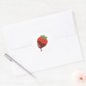 Door chocolade gedekte aardbeien ronde sticker (Envelop)