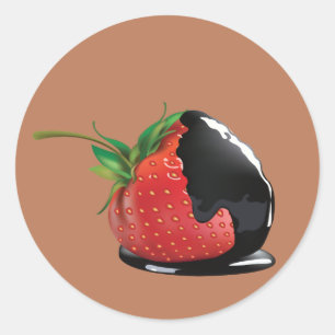 Door chocolade gedekte aardbeien ronde sticker