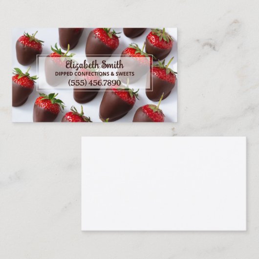 Door chocolade gedekte aardbeien visitekaartje (Voorkant / Achterkant)