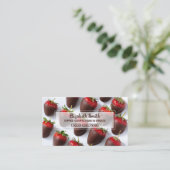 Door chocolade gedekte aardbeien visitekaartje (Staand voorkant)