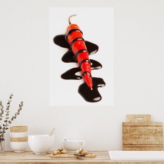 Door chocolade gedekte Jalapeno Pepper-Poster afdr Poster (Keuken)