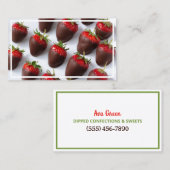 Door chocolade gedoopte aardbeien visitekaartje (Voorkant / Achterkant)