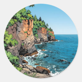 Door County Illustration | The Bluffs and Lake Ronde Sticker